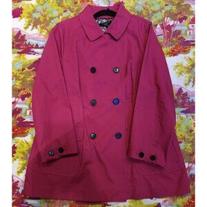 NEW Talbots Womens Petite Double-Breasted Dark Pink Trench Coat 14P